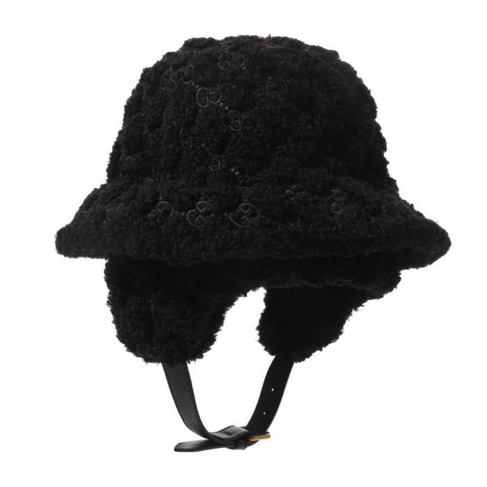 Gucci Black Curly Gg Eco Fur Hat With Ear Flaps - Runway Catalog