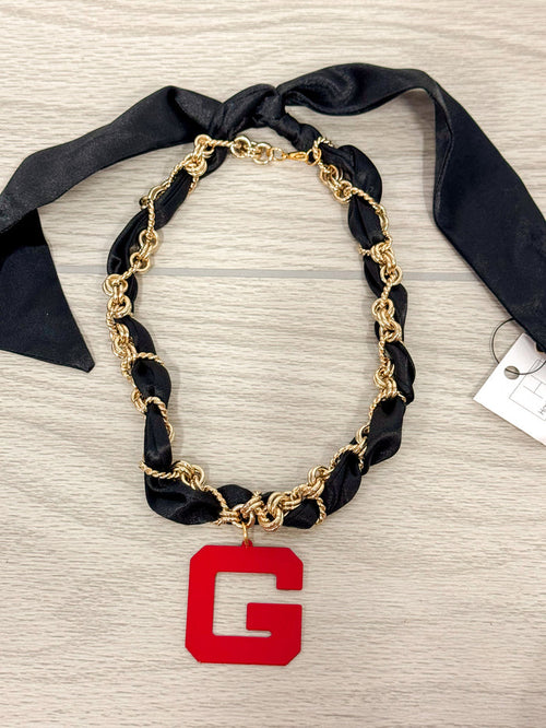 georgia black and red scarf necklace