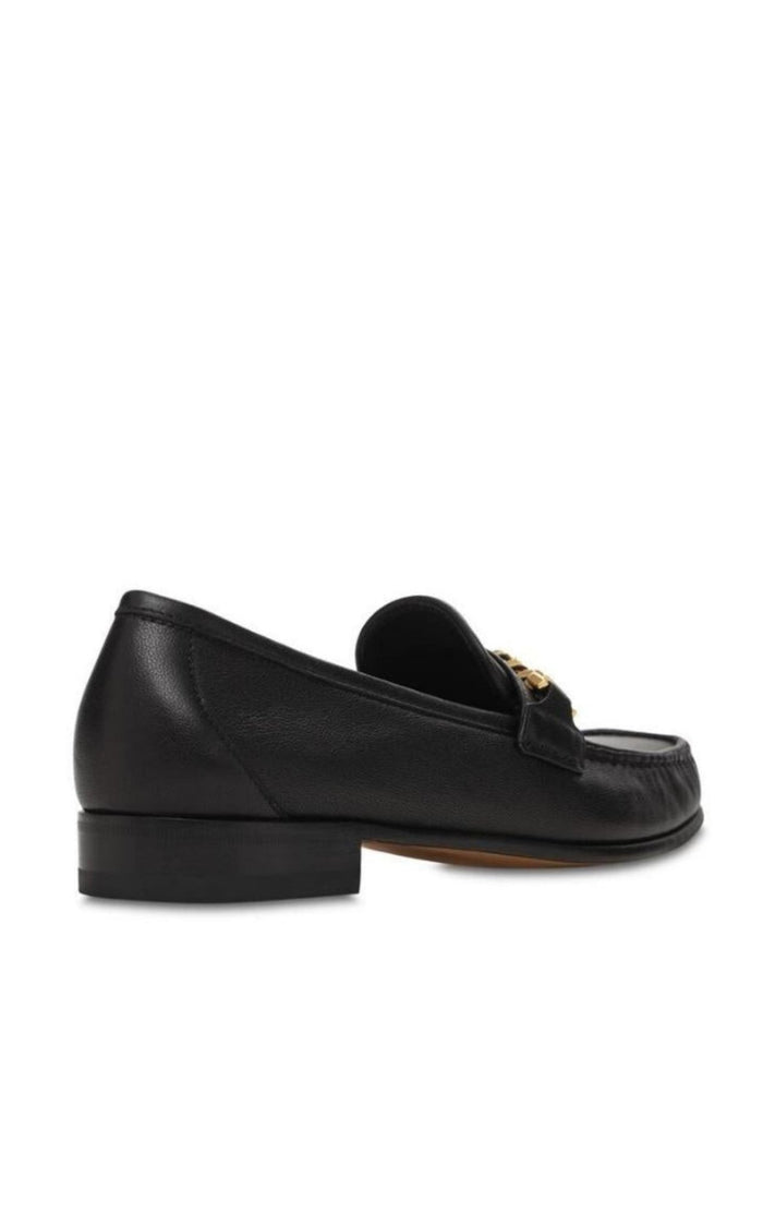 Gucci Black Leather Sylvie Chain Loafers - Runway Catalog
