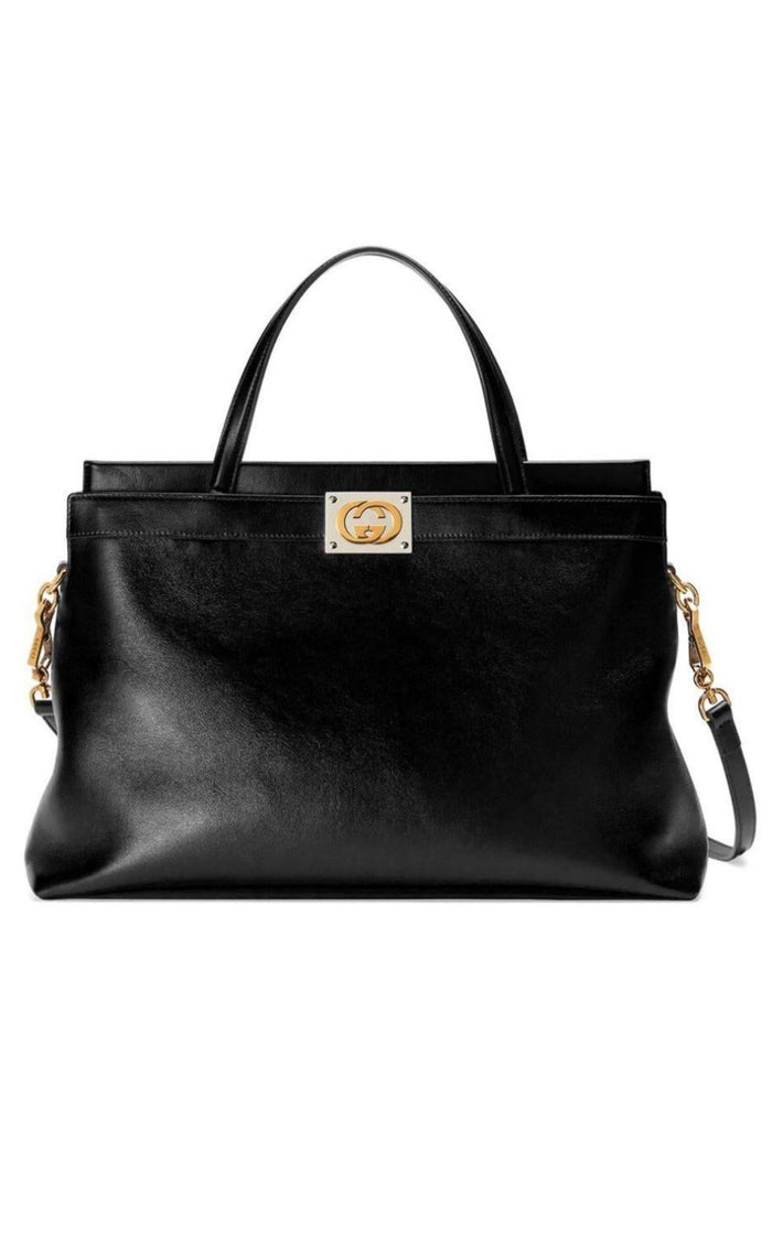 Gucci Black Medium Leather Tote Bag - Runway Catalog
