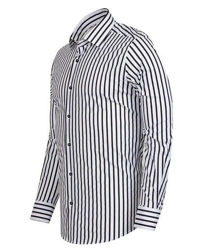 Black Stripe Print Long Sleeve Shirt-Makrom