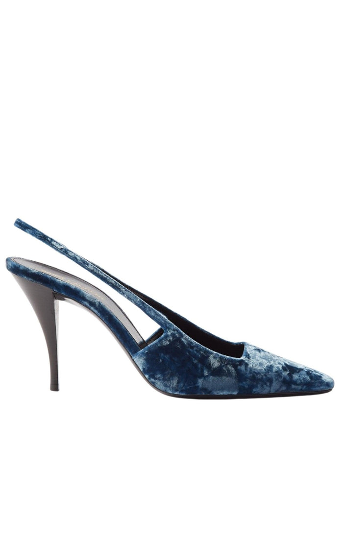 Saint Laurent Blade 90 Velvet Slingback Pumps - Runway Catalog
