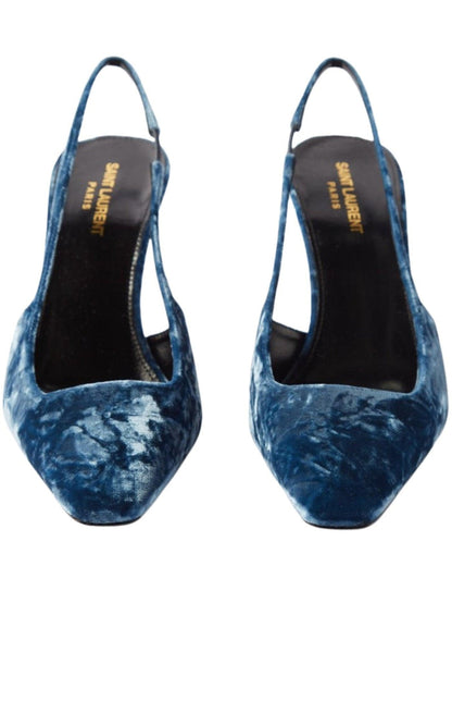 Saint Laurent Blade 90 Velvet Slingback Pumps - Runway Catalog