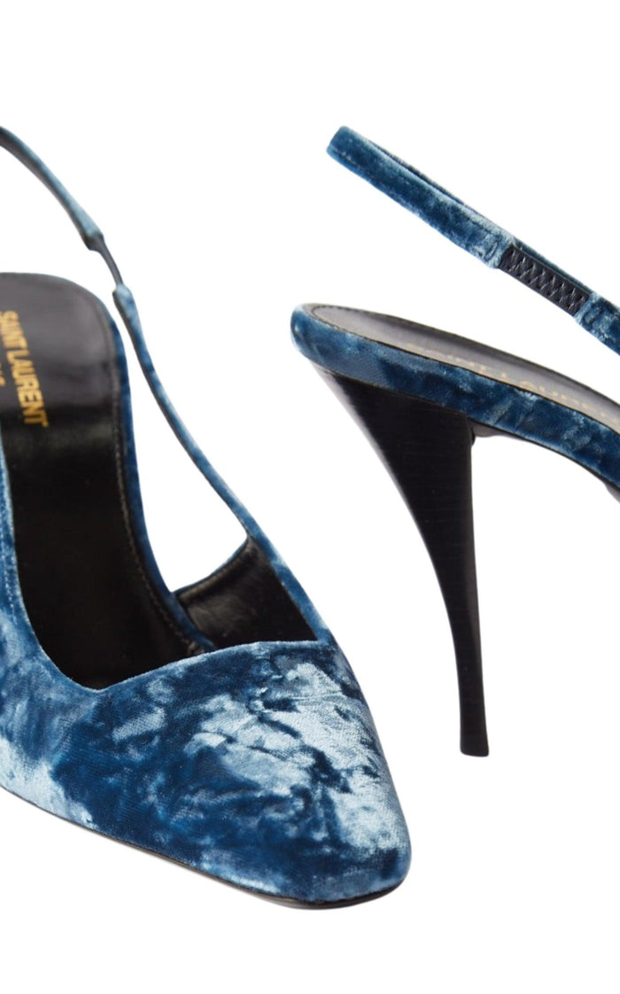 Saint Laurent Blade 90 Velvet Slingback Pumps - Runway Catalog