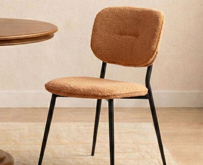 Blossom Bliss Dining Chair – Modern Upholstered Dining Chair for Home & Café Mustard Yellow