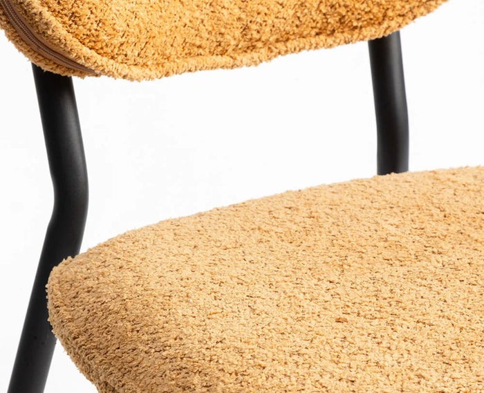Blossom Bliss Dining Chair – Modern Upholstered Dining Chair for Home & Café Mustard Yellow