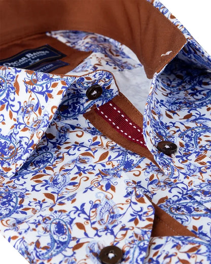 Blue Floral Print with Matching Handkerchief-Makrom