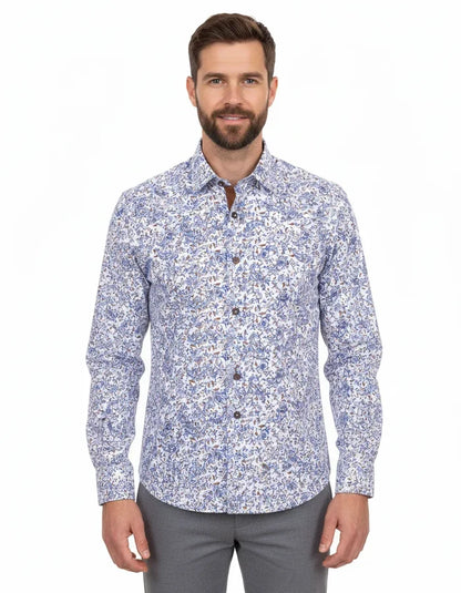 Blue Floral Print with Matching Handkerchief-Makrom