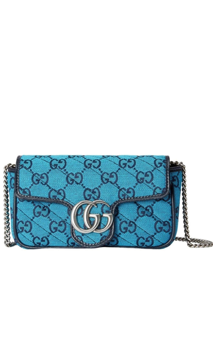 Gucci Blue GG Marmont Blue Super Mini Bag - Runway Catalog