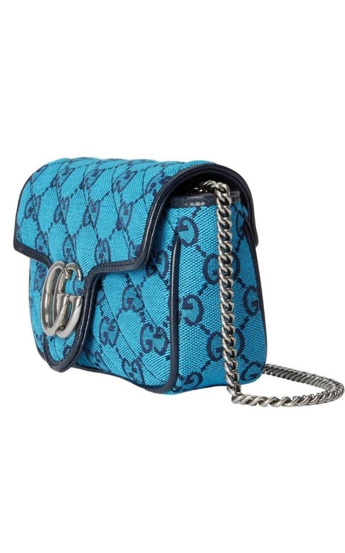 Gucci Blue GG Marmont Blue Super Mini Bag - Runway Catalog