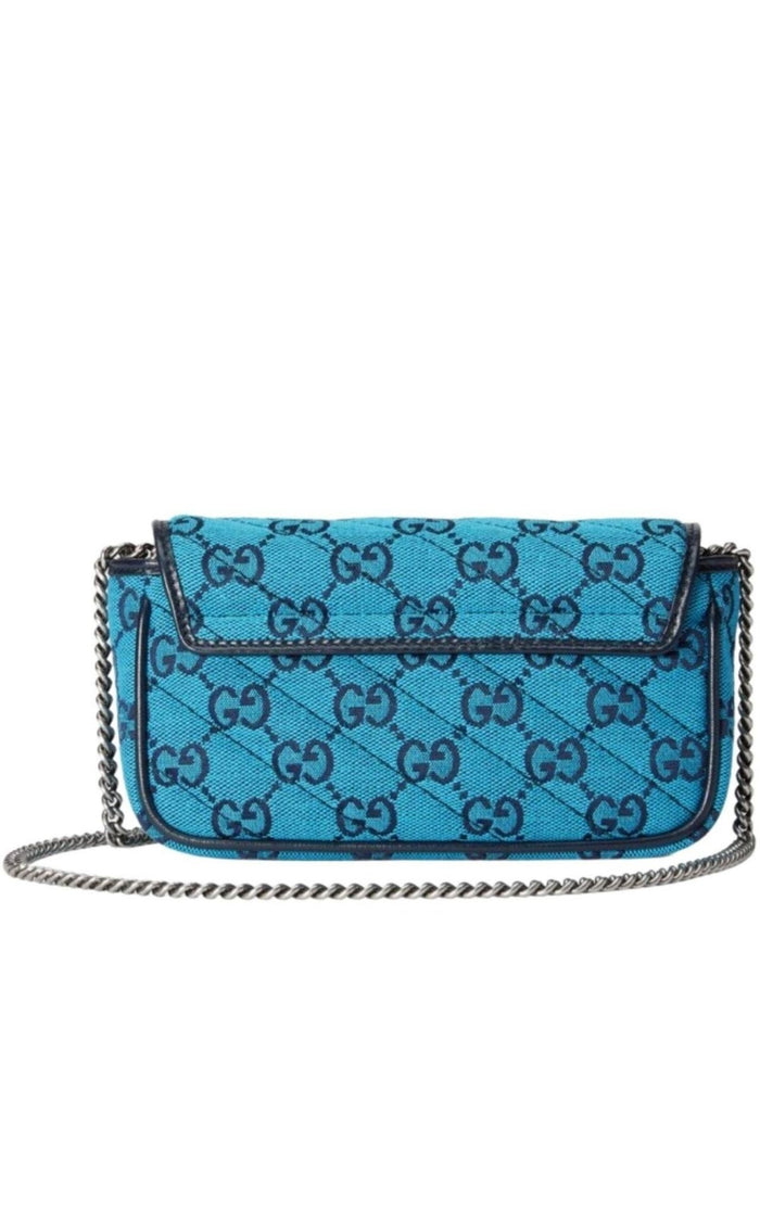 Gucci Blue GG Marmont Blue Super Mini Bag - Runway Catalog