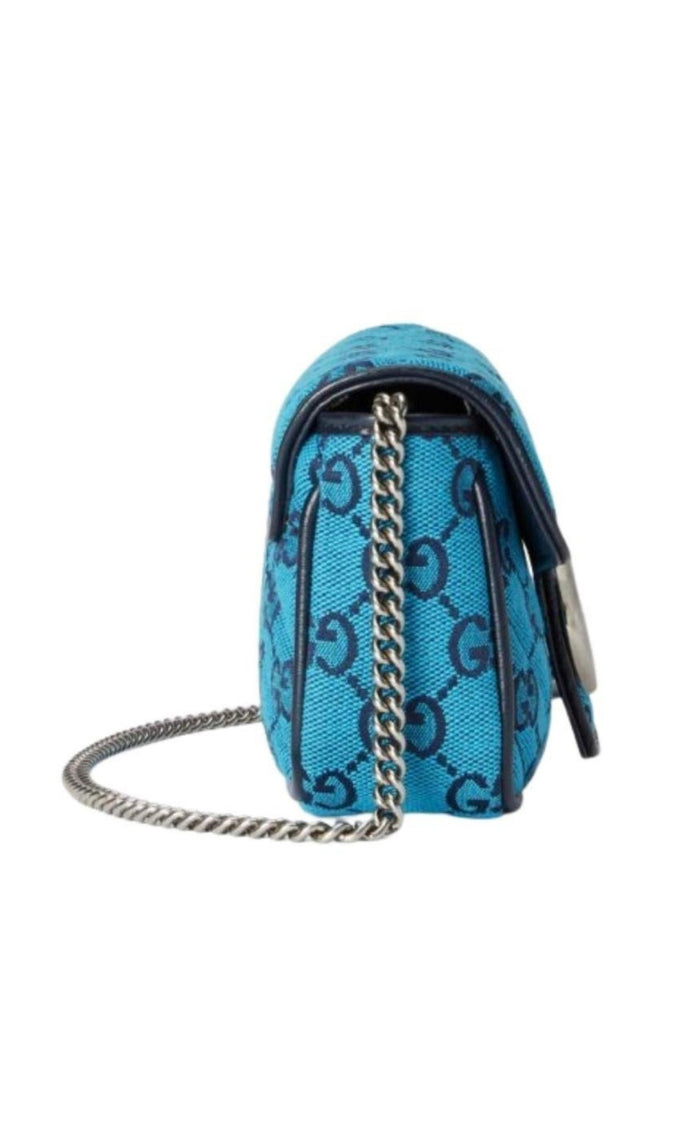 Gucci Blue GG Marmont Blue Super Mini Bag - Runway Catalog