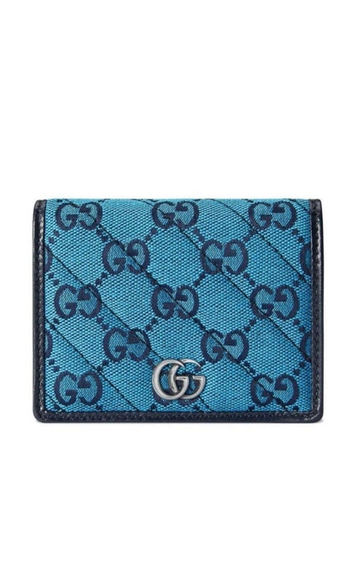 Gucci Blue Gg Marmont Multicolor Wallet - Runway Catalog