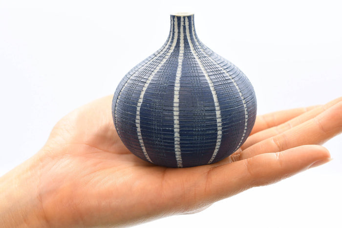 Blue Stripe Tiny Bud Vase