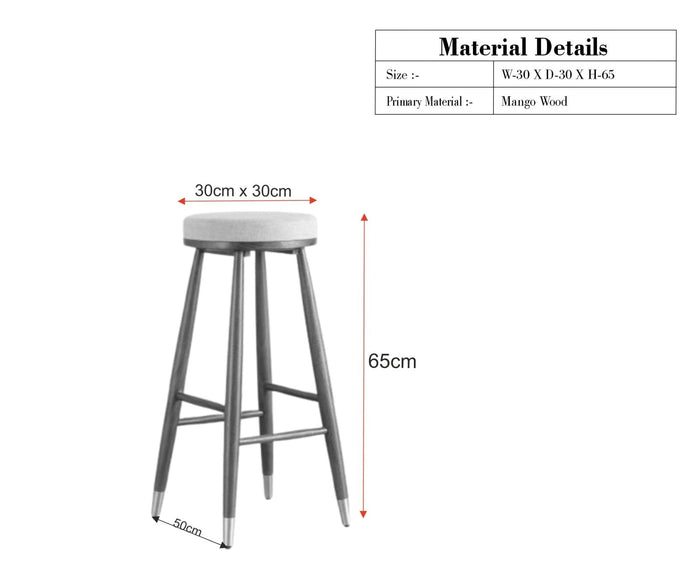 Boston Kitchen Bar Stool with Cushion Furniselan Grey-Finish