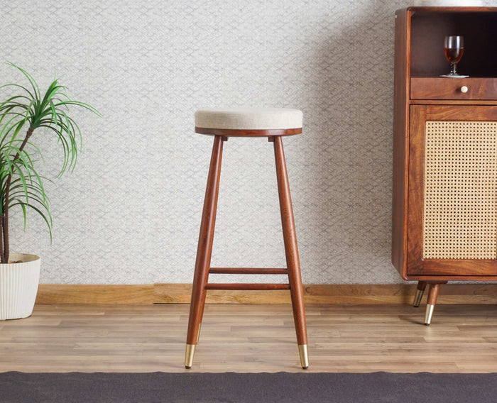 Boston Kitchen Bar Stool with Cushion Furniselan Brown-Finish