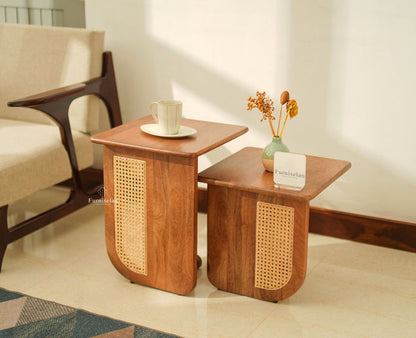 Boston Luma Wooden Multipurpose Side Table Set of Two Natural Oak Finish