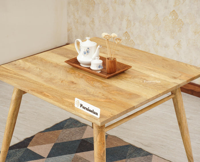 Boston Solid Wood Square Dining Table Four Seater Furniselan Natural-Finish
