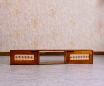Boston Solid Wood Wall Mounted TV Unit Cabinet - Tv Cabinet - Furniselan - Brown-Finish