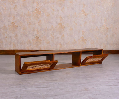 Boston Solid Wood Wall Mounted TV Unit Cabinet - Tv Cabinet - Furniselan - Brown-Finish