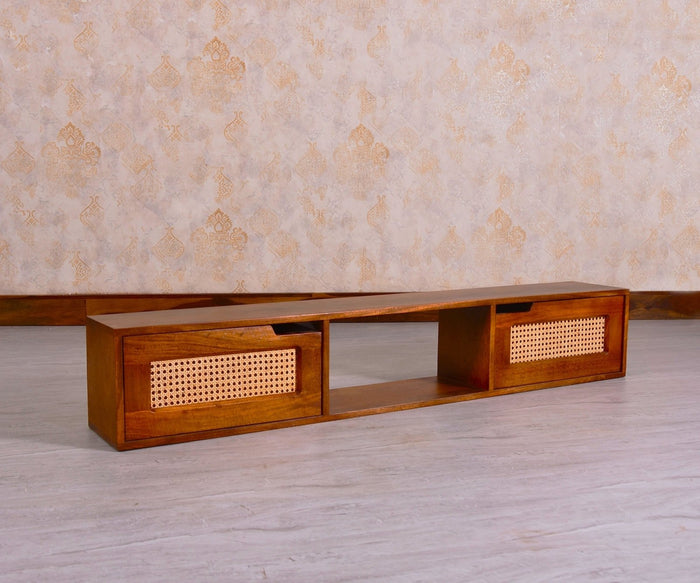Boston Solid Wood Wall Mounted TV Unit Cabinet - Tv Cabinet - Furniselan - Brown-Finish