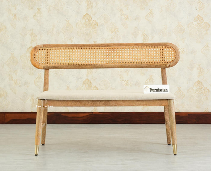 Boston Wooden Backrest Bench Three Seater Natural Finish