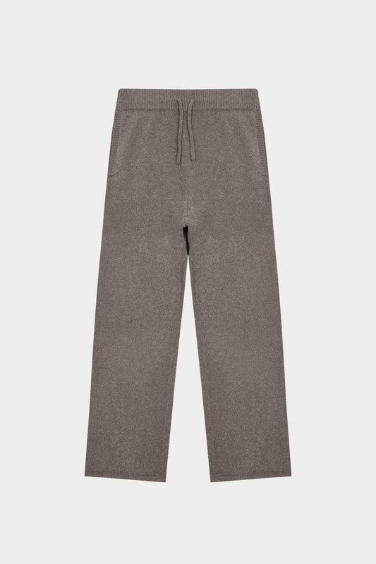 BOUCLE KNIT PANTS - BROWN