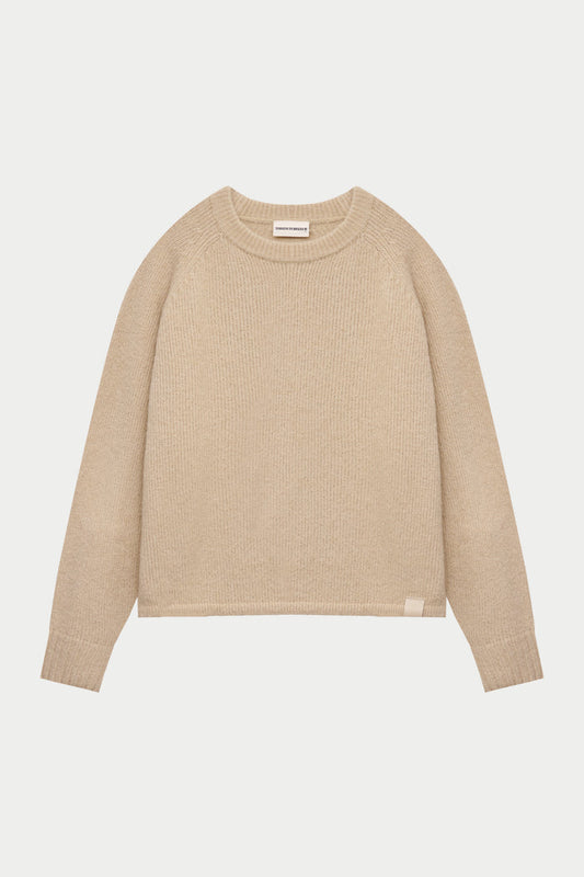 BOUCLE KNIT RAGLAN CREW - STONE