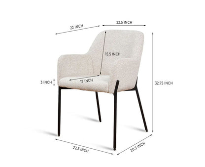 Bravura Rise Dining Chair – Modern Upholstered Dining Chair for Home & Café Textured Beige