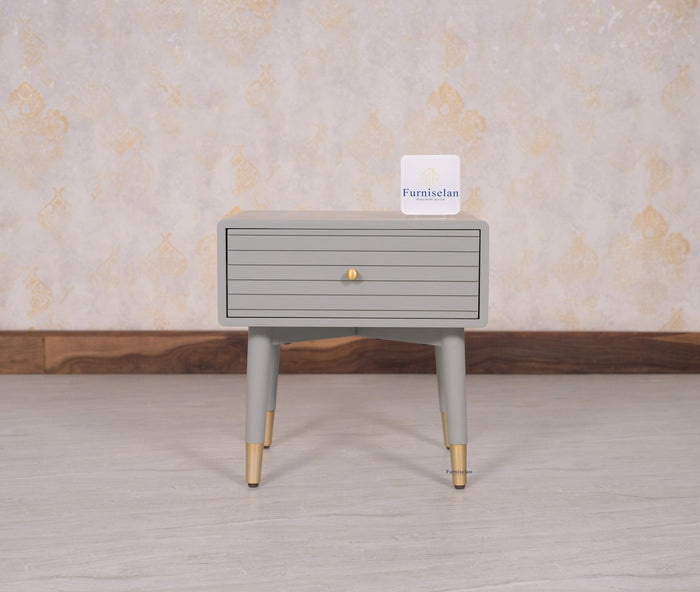 Brixton Solid Wood Bedside Table One Drawer - Furniselan-Cool-Grey