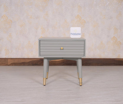Brixton Solid Wood Bedside Table One Drawer - Furniselan-Cool-Grey