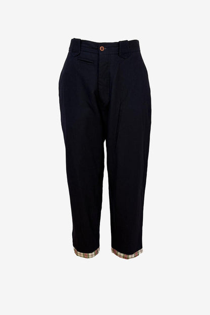 Brooksfield wool button front pants with tartan accents