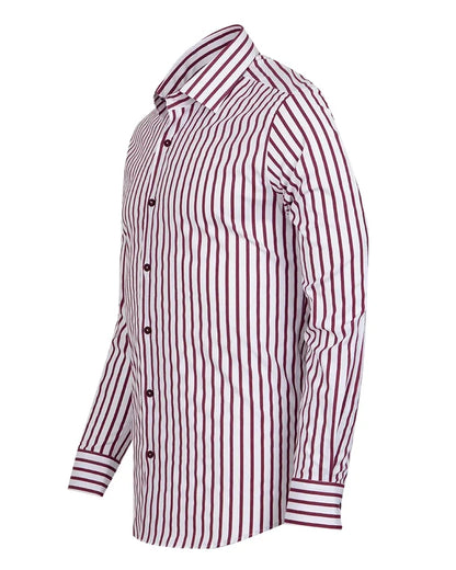Burgundy Stripe Print Long Sleeve Shirt-Makrom