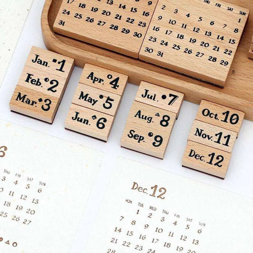 Calendar Stamp Set - Mini Month Stamp with 12 Month Stamps, 6 Days and Dates, and Shapes - DiyCraftsProject