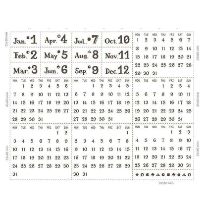 Calendar Stamp Set - Mini Month Stamp with 12 Month Stamps, 6 Days and Dates, and Shapes - DiyCraftsProject