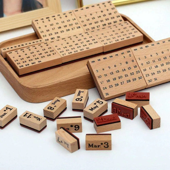 Calendar Stamp Set - Mini Month Stamp with 12 Month Stamps, 6 Days and Dates, and Shapes - DiyCraftsProject