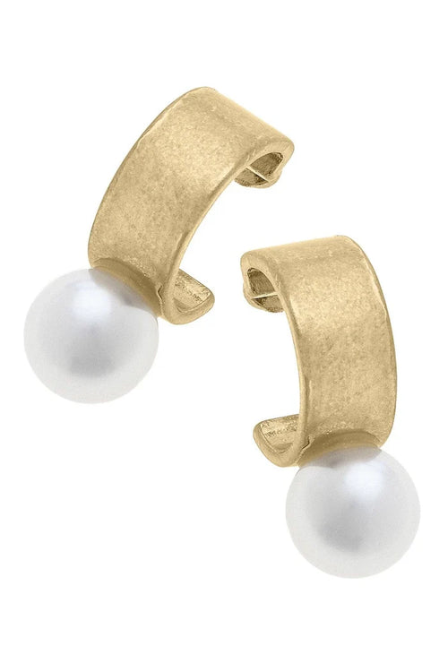 canvas brooklyn pearl hoop earrings