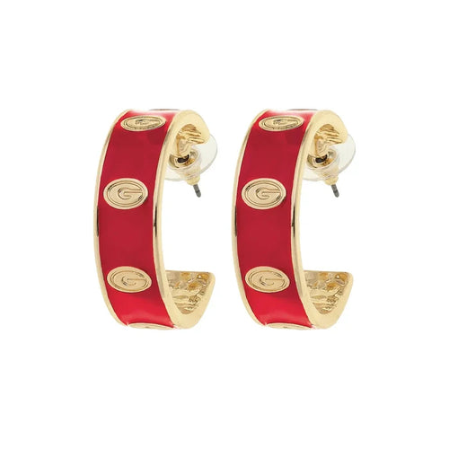 canvas jewelry georgia red logo hoop earrings