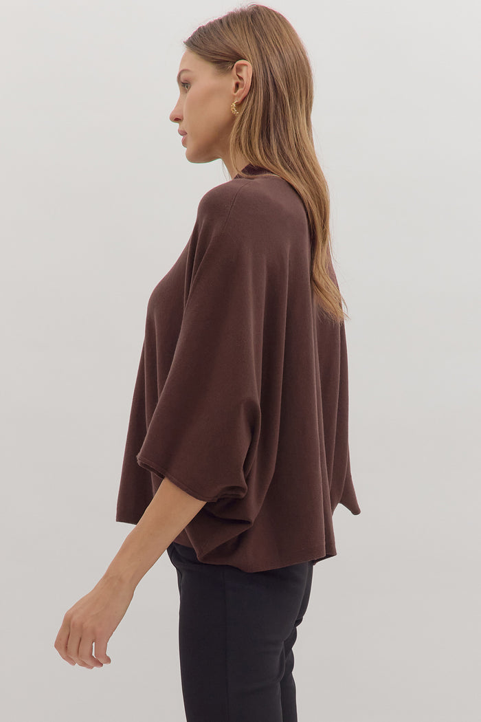 chocolate brown dolman sleeve entro top other side