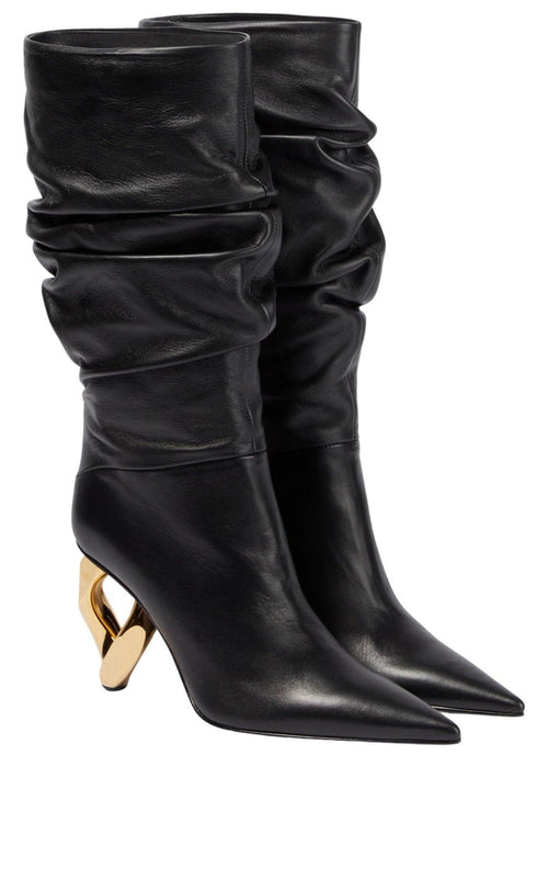 JW Anderson Chain Leather Heeled Boots - Runway Catalog