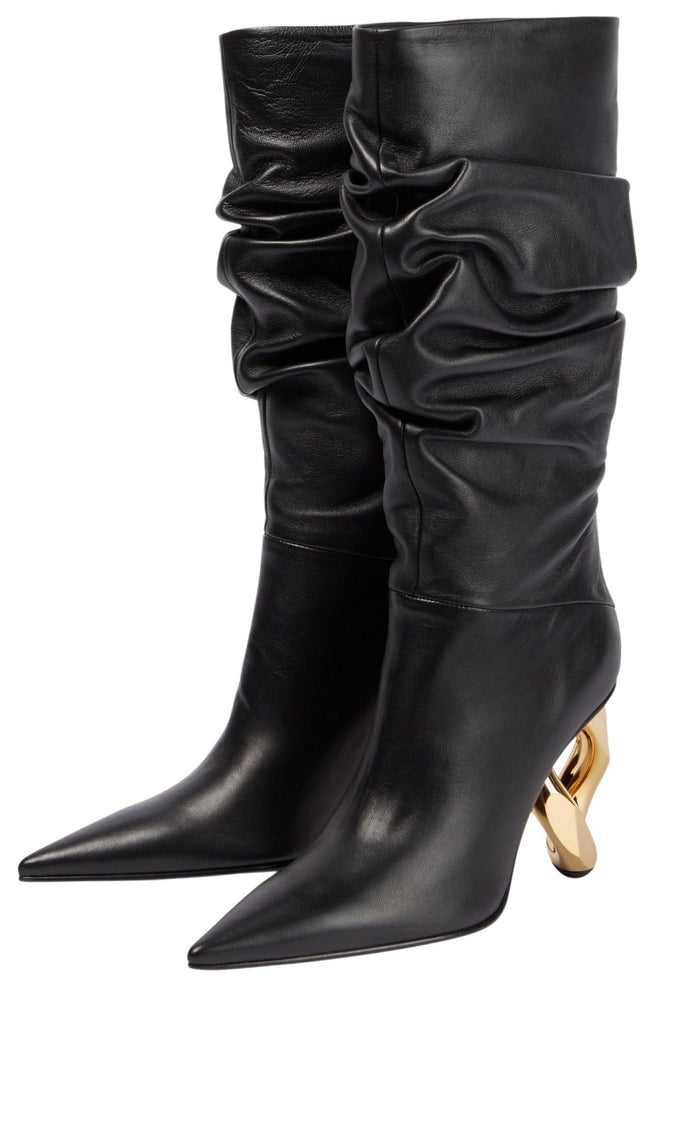 JW Anderson Chain Leather Heeled Boots - Runway Catalog