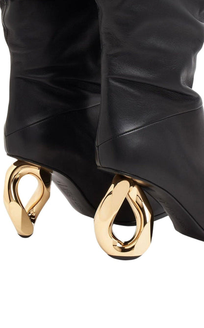 JW Anderson Chain Leather Heeled Boots - Runway Catalog