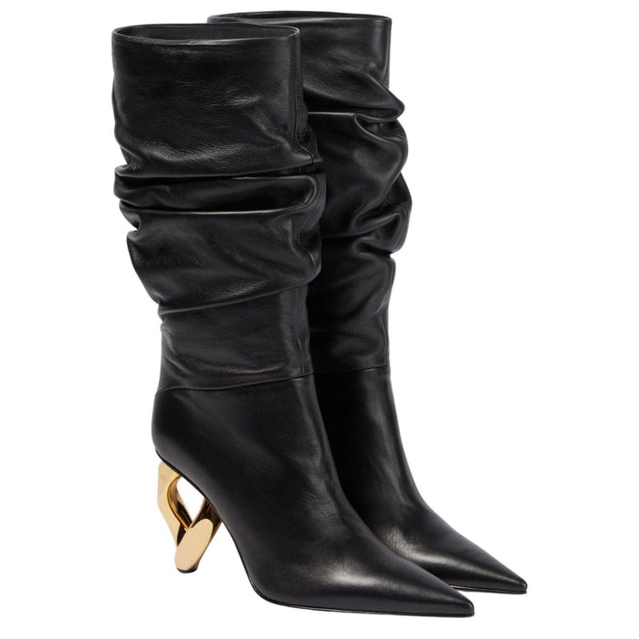 JW Anderson Chain Leather Heeled Boots - Runway Catalog