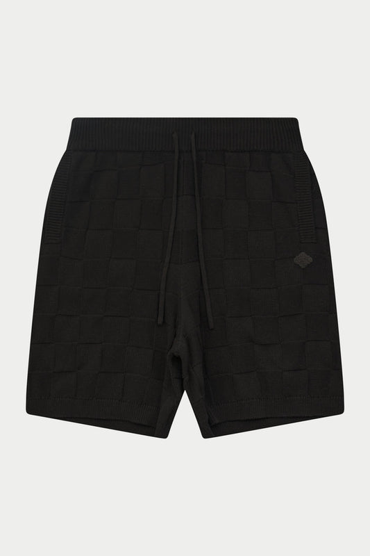 CHECKERBOARD KNITTED SHORT - BLACK