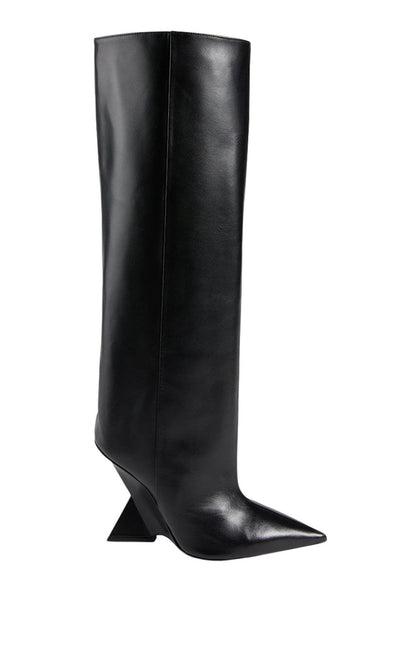 The Attico Cheope Leather Wedge Knee - High Boots - Runway Catalog