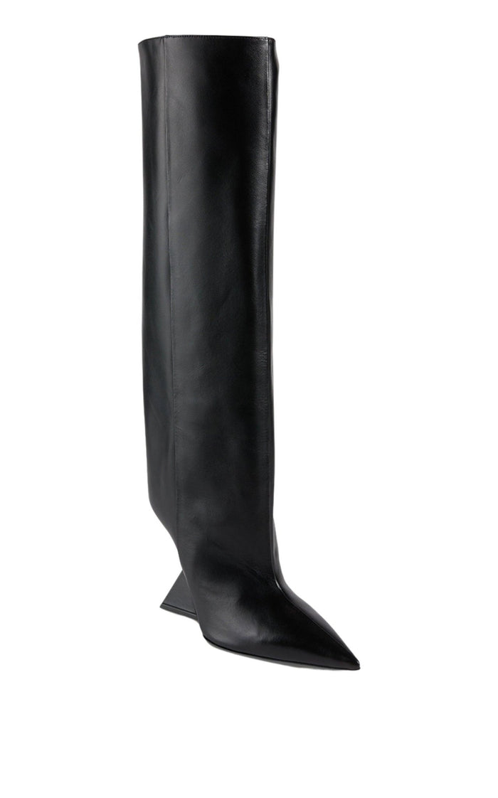 The Attico Cheope Leather Wedge Knee - High Boots - Runway Catalog