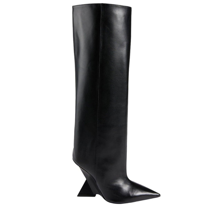 The Attico Cheope Leather Wedge Knee - High Boots - Runway Catalog