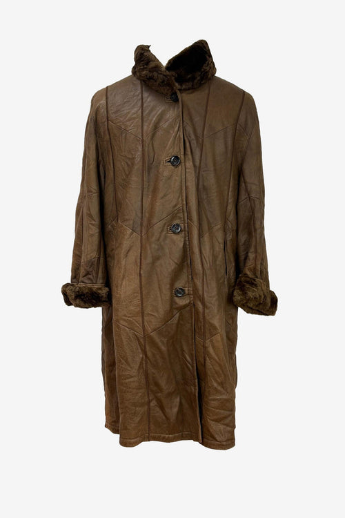Christ Soft leather chestnut sherling with fur cuff & collars