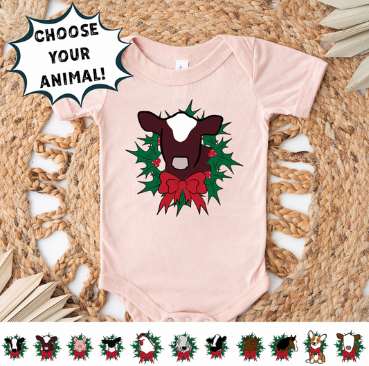 Christmas Animal Wreath- Choose Your Animals – Infant/Toddler/Youth