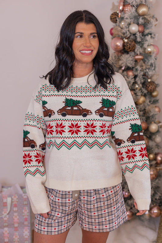 Christmas Tree Car Fair Isle Sweater by Wishlist